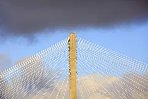 Images Dated 9th July 2021: USA, Georgia, Savannah. Talmadge Memorial Bridge in the clouds