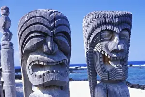National Historic Park Prints: USA, Hawaii, Big Island, Puuhonua O Honaunau National Historic Park