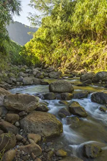Images Dated 27th March 2018: USA, Hawaii, Kauai. Coast stream cascade