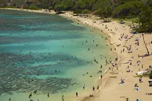 Recreation Prints: USA, Hawaii, Oahu, Beach at Hanauma Bay Nature Preserve (in old volcanic crater)