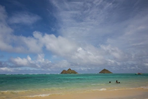 Hawaii Prints: USA; Hawaiian Islands; Oahu; Lanihai Beach and Islands in Background