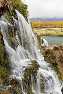 Terrace Prints: USA, Idaho. Fall Creek Falls Snake River, in Fall colors