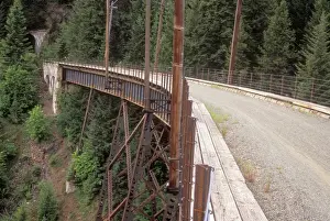 Railroad Prints: USA, Idaho, Haiwatha Trail. An old train trestle that is now part of the Haiwatha