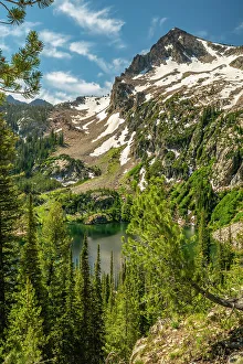 Alpine Lake Prints: USA, Idaho, Sawtooth Wilderness. Mountain and Alpine Lake landscape