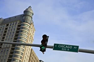 USA, Illinois, Chicago. Chicago Avenue street sign