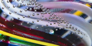 Bubble Prints: USA, Indiana, Carmel. Close-up of a glass paperweight