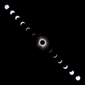 Images Dated 14th April 2024: USA, Indiana, Carmel. Composite of total solar eclipse progression