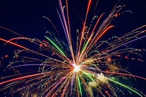 Sparkling Prints: USA, Indiana, Carmel. Fourth of July fireworks