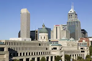 USA-Indiana-Indianapolis: Downtown View with State Capitol and Government Center