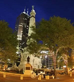 USA, Indiana, Indianapolis. Night time on the circle