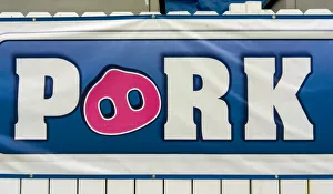 State Fair Prints: USA, Indiana, Indianapolis. Pork sign