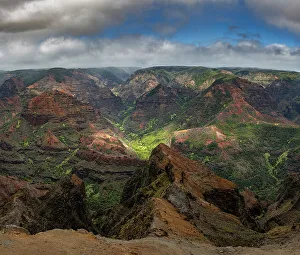 Basalt Prints: USA, Kauai, Hawaii. Colorful gorge at Waimea Canyon State Park