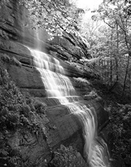 Long Exposure Prints: USA, Kentucky, Jessamine County, View of waterfall