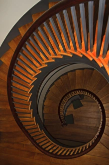 Spiral Prints: USA; Kentucky; Pleasant Hill; Spiral staircase at the Shaker Village