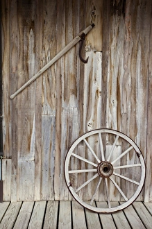Wagon Prints: USA, Louisiana, Eunice. Old wagon wheel
