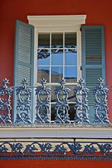USA, Louisiana, New Orleans, French Quarter. Window of historic nineteenth century USA, Louisiana, New Orleans, French Quarter. Window of historic nineteenth century