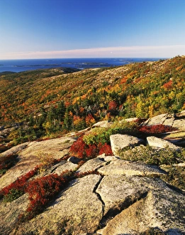 Images Dated 11th February 2013: USA, Maine, Acadia National Park, Mt Desert Island, Autumn view from Cadillac Mountain