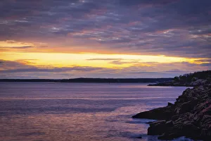 Images Dated 20th April 2022: USA, Maine, Acadia National Park. Sunset on ocean coastline