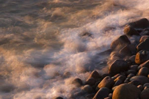 Images Dated 15th October 2006: USA Maine Acadia NP morning light on rocksand waves at Pepple Beach