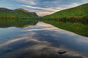 Maine Prints: USA, Maine. Colorful foliage and clouds reflected in South Branch Pond, Baxter State Park