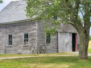 Patriotism Prints: USA, Maine. Historic Stone Barn Farm (1820) in Bar Harbor