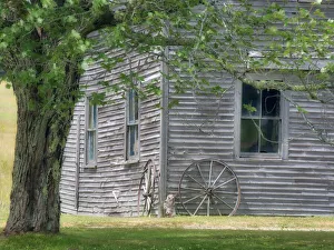 USA, Maine. Historic Stone Barn Farm (1820) in Bar Harbor