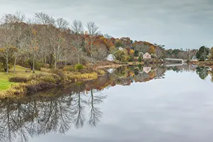 Place Prints: USA, Maine Orland, village reflection during autumn