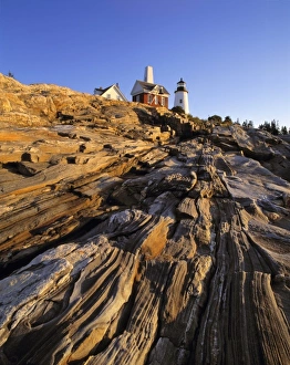 Lincoln County Prints: USA, Maine, Pemaquid Light. The striated