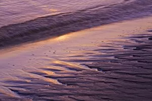 USA, Maine, Phippsburg. Sand patterns at sunrise on Popham Beach