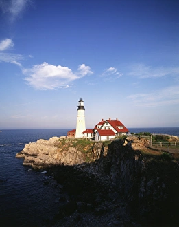 Safety Prints: USA, Maine, Portland, Cape Elizabeth, View of lighthouse