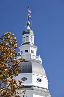 Maryland Prints: USA, Maryland, Annapolis. Maryland State House building