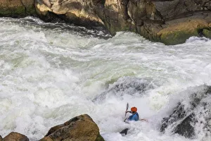Kayaker Prints: USA, Maryland, Great Falls, Potomac River and Kayaker