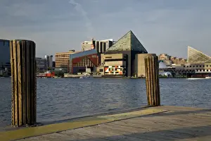 Maryland Prints: USA, Maryland, MD, Baltimore. Baltimores National Aquarium as seen from across