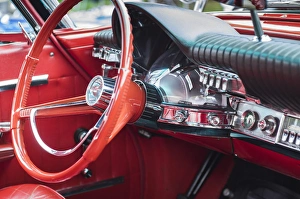 Massachusetts Prints: USA, Massachusetts, Beverly Farms, antique cars, 1960s Chrysler 300, interior