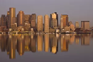 Images Dated 19th April 2008: USA, Massachusetts, Boston. Financial District from Logan Airport, East Boston, dawn