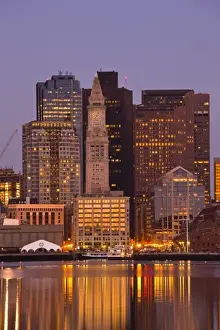 Images Dated 18th April 2008: USA, Massachusetts, Boston. Financial District from East Boston, dawn