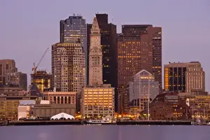 Images Dated 18th April 2008: USA, Massachusetts, Boston. Financial District from East Boston, dawn