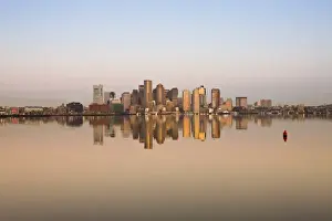 Images Dated 19th April 2008: USA, Massachusetts, Boston. Financial District from Logan Airport, East Boston, dawn