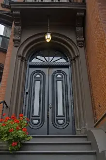 Door Way Prints: USA, Massachusetts, Boston. Grand front entrance to a brick home in the historic
