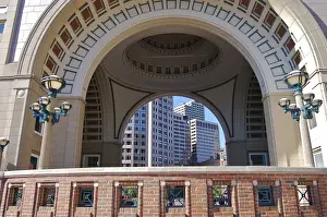 Lodging Prints: USA, Massachusetts, Boston. Looking through the domed arches of the Rowes Wharf Building
