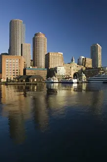 Sky Scraper Prints: USA, Massachusetts, BOSTON: Rowes Wharf & Financial District / Morning