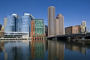 USA, Massachusetts, Boston. Waterfront buildings by Moakley Bridge