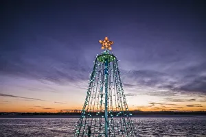 Prints of USA, Massachusetts, Cape Ann, Annisquam. Waterfront Christmas Tree Images Dated 2017 December: USA, Massachusetts, Cape Ann, Annisquam. Waterfront Christmas Tree