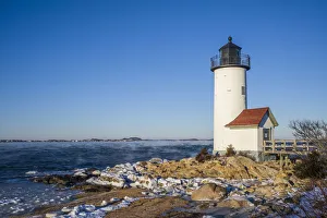 Images Dated 2nd January 2018: USA, Massachusetts, Cape Ann, Annisquam. Annisquam Lighthouse, winter