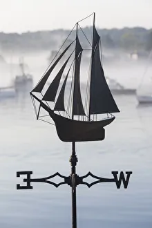 Weather Vane Prints: USA, Massachusetts, Cape Ann, Annisquam Harbor, weather vane in summer fog