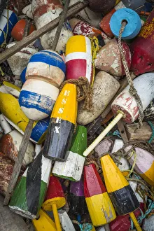 Buoy Prints: USA, Massachusetts, Cape Ann, Essex. Lobster buoys