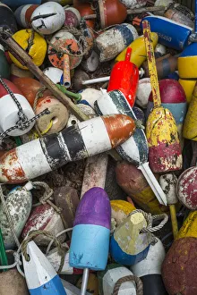 Buoy Prints: USA, Massachusetts, Cape Ann, Essex. Lobster buoys