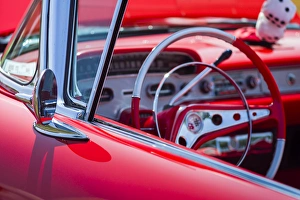 Images Dated 17th August 2014: USA, Massachusetts, Cape Ann, Gloucester, Antique Car Show, classic car interior