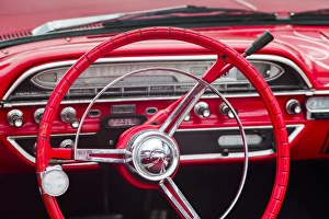 Images Dated 17th August 2014: USA, Massachusetts, Cape Ann, Gloucester, Antique Car Show, classic car interior