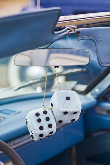 Images Dated 17th August 2014: USA, Massachusetts, Cape Ann, Gloucester, Antique Car Show, 1950s-era, fuzzy dice